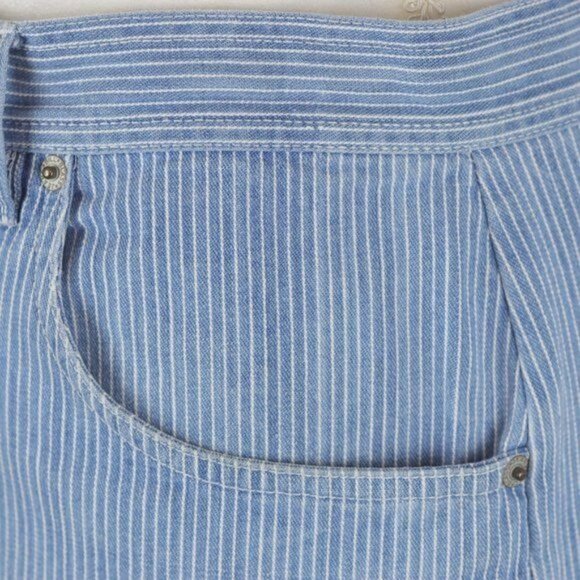 Bill Blass Vintage Women’s Size 8 Petite Blue White Striped Denim Mini Skirt - Picture 5 of 8